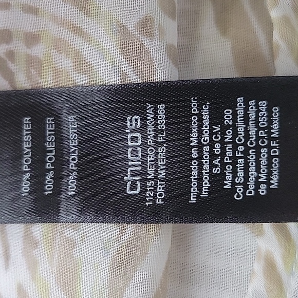 Chico's Travelers White Tan Sheer Topper Poncho Size S/M - Picture 6 of 7